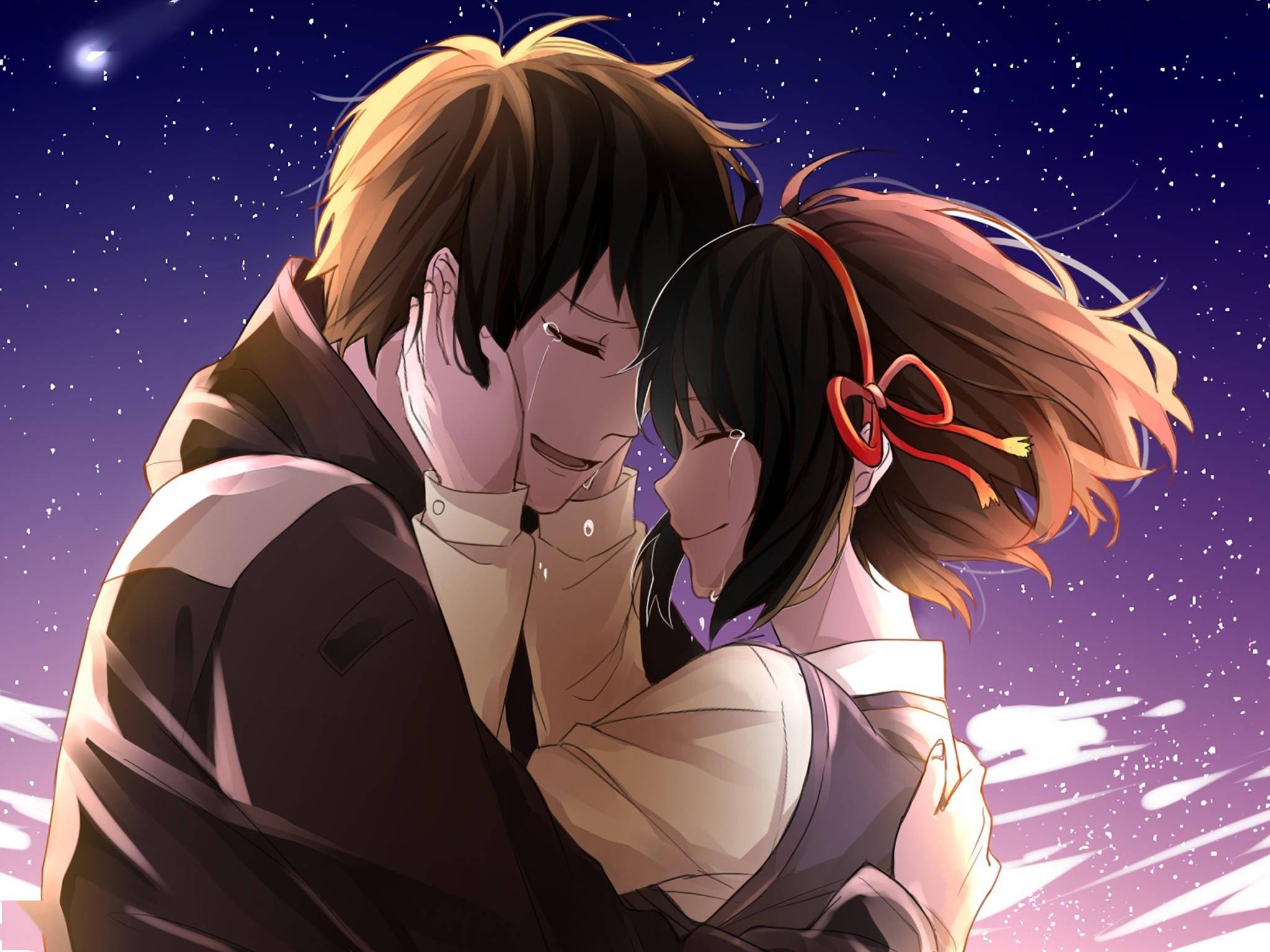 動漫中的男女擁抱瞬間,純真愛情的美麗展現